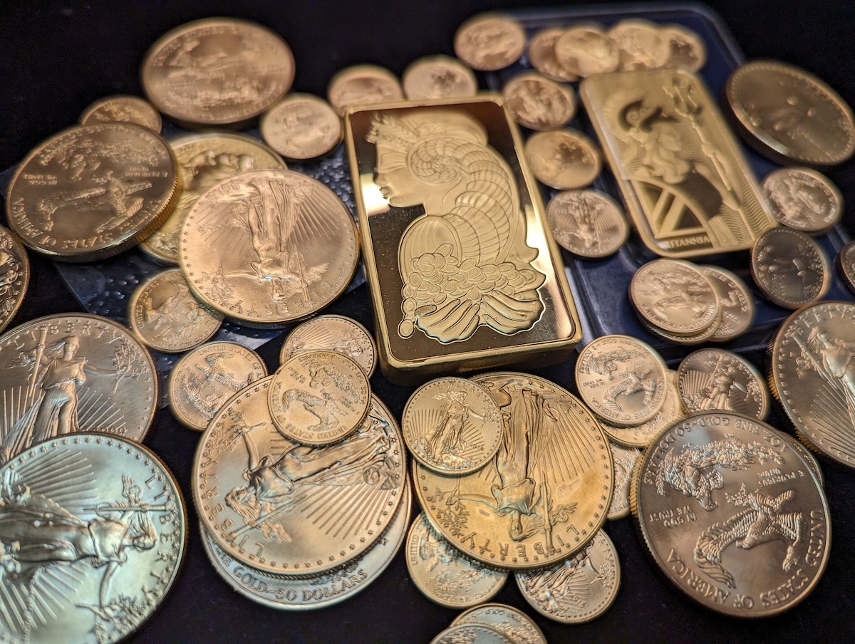 Silver bullion bars being evaluated on a digital scale
